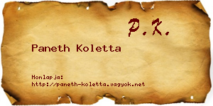 Paneth Koletta névjegykártya